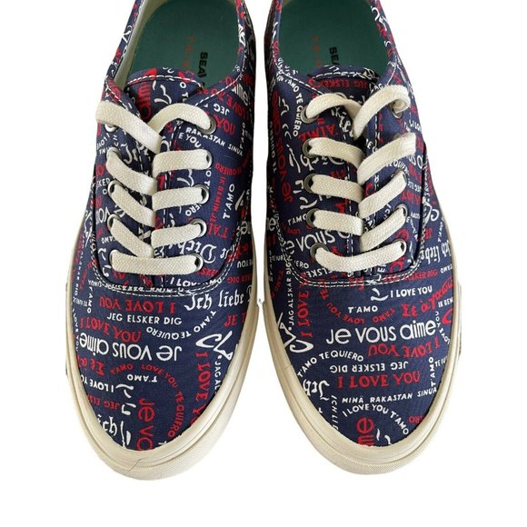 SeaVees Legend Sneakers Trina Turk Poplin Twill I Love You Navy 9.5 $82 NWOT - Picture 10 of 10